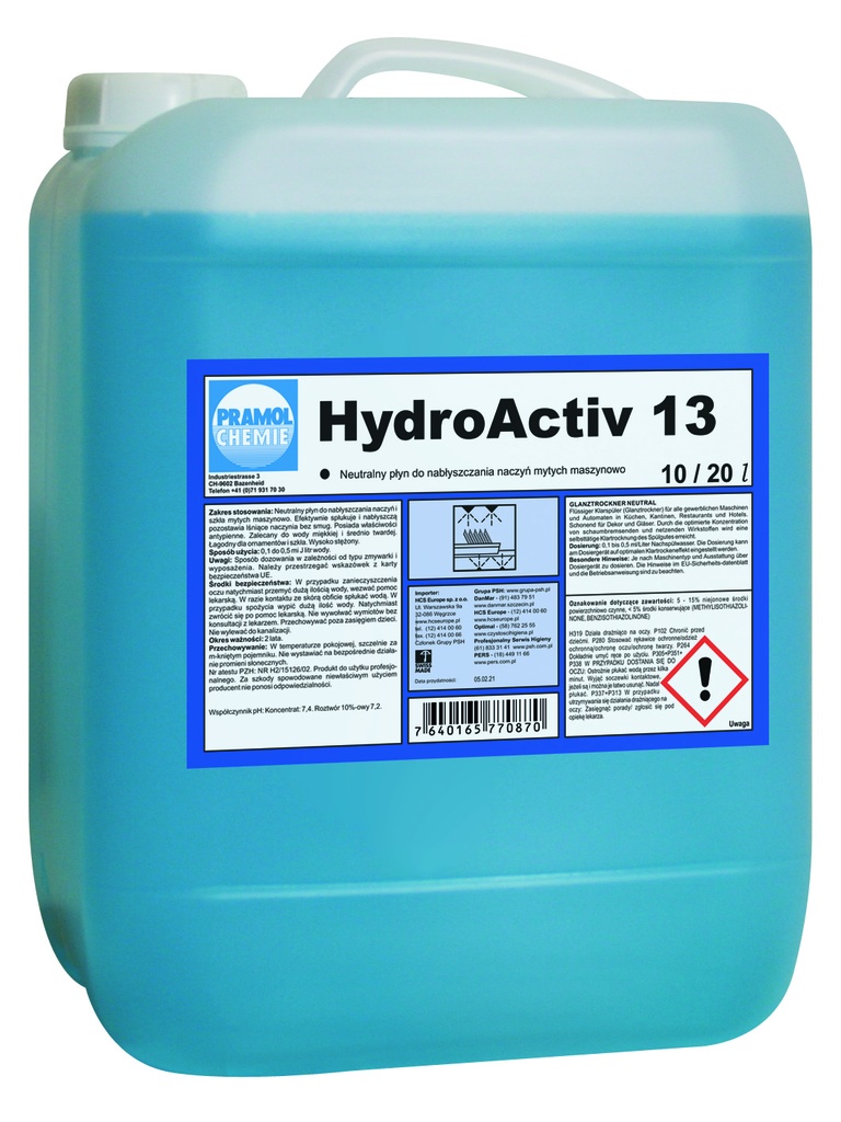 Środek do maszynowego nabłyszczania naczyń - PRAMOL HYDROACTIV 13 10L #23005.07710